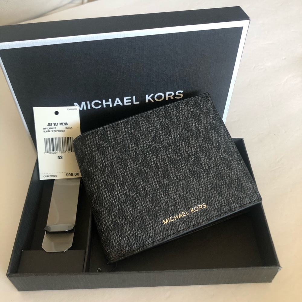 🔥 Michael Kors Jet Set Monogram Wallet & Money Clip Gift Set